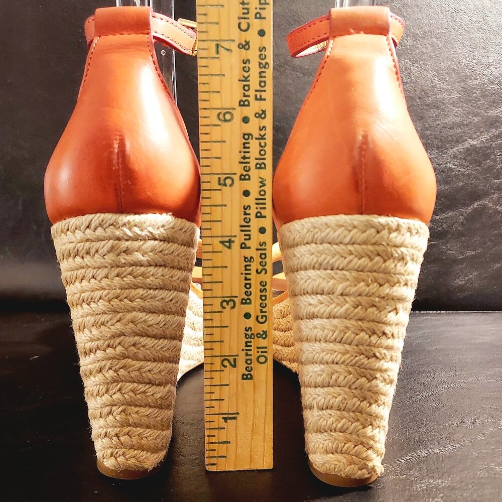 Coach Sandals Size 10 Glinda Espadrille Wedge Ankle Strap Platform Pump Heel Tan - Picture 5 of 13
